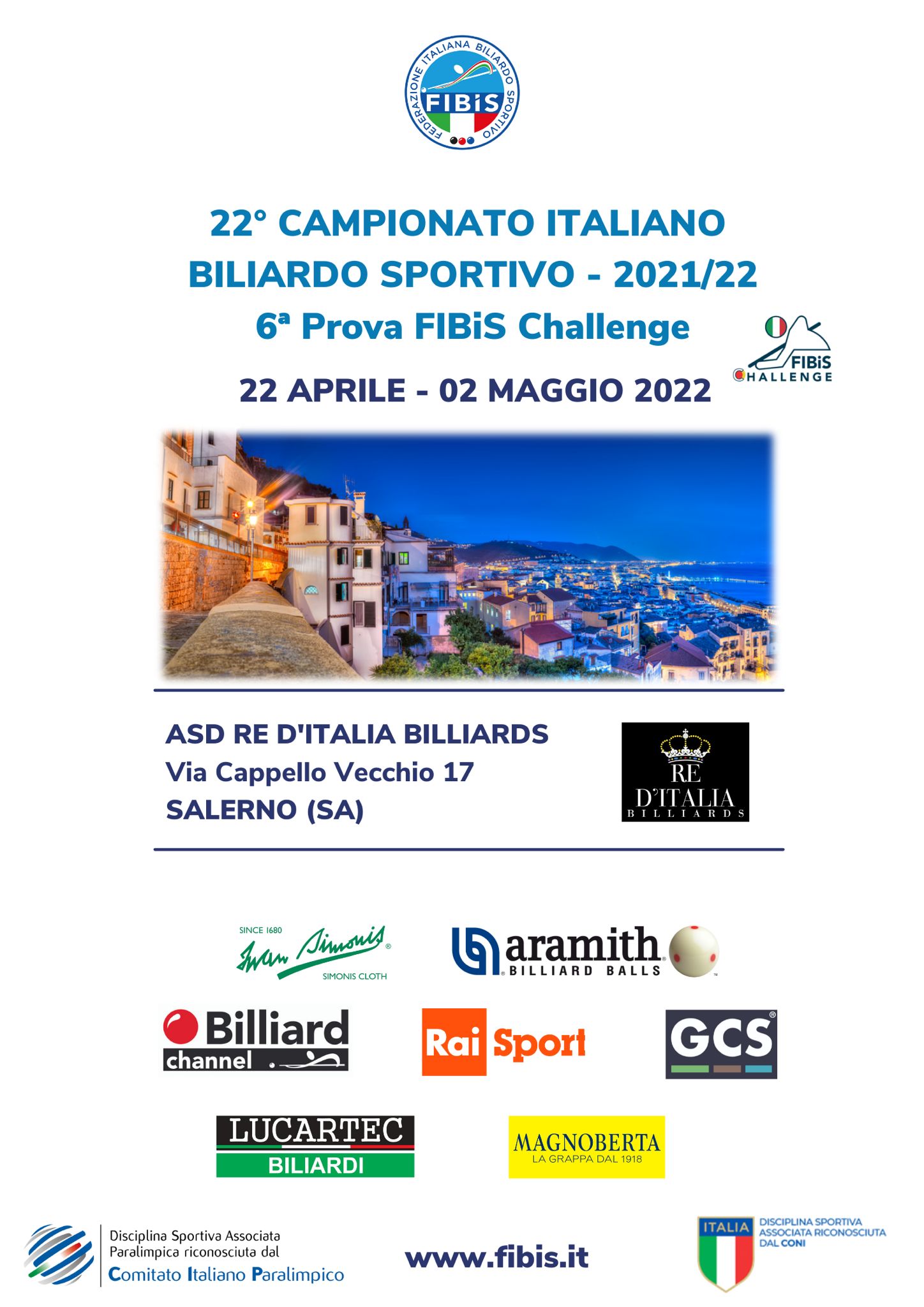 CAMPIONATI ITALIANI – SALERNO SI PREPARA PER LA 6^ ED ULTIMA PROVA FIBIS CHALLENGE  