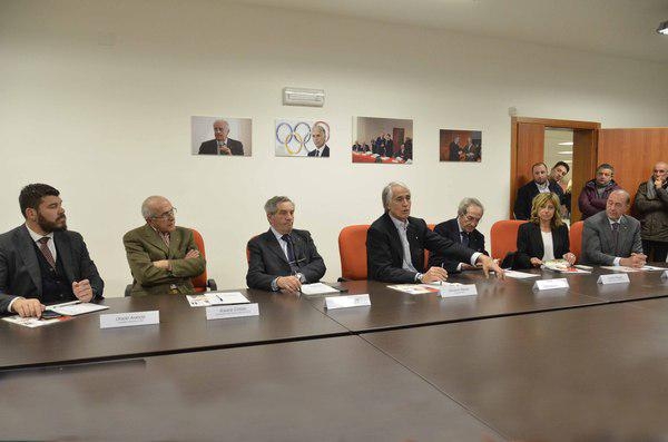 Il Presidente del CONI Giovanni Malagò; in visita alla scuola Regionale dello Sport di Ragusa