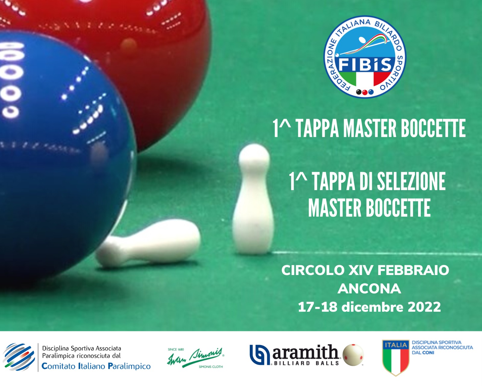 1^ TAPPA DEL CAMPIONATO ITALIANO MASTER BOCCETTE E DI SELEZIONE MASTER BOCCETTE