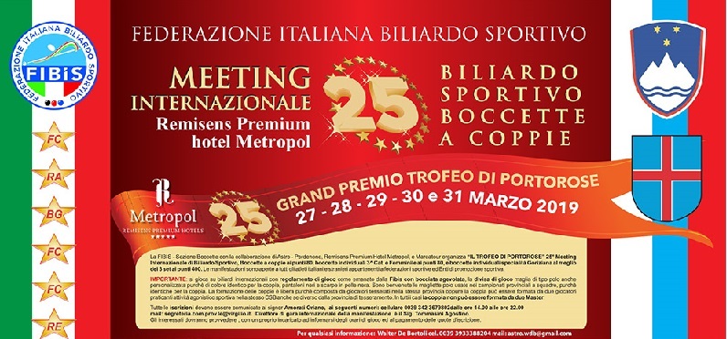 25° Meeting Internazionale di Biliardo Sportivo di Portorose (27-31 marzo)