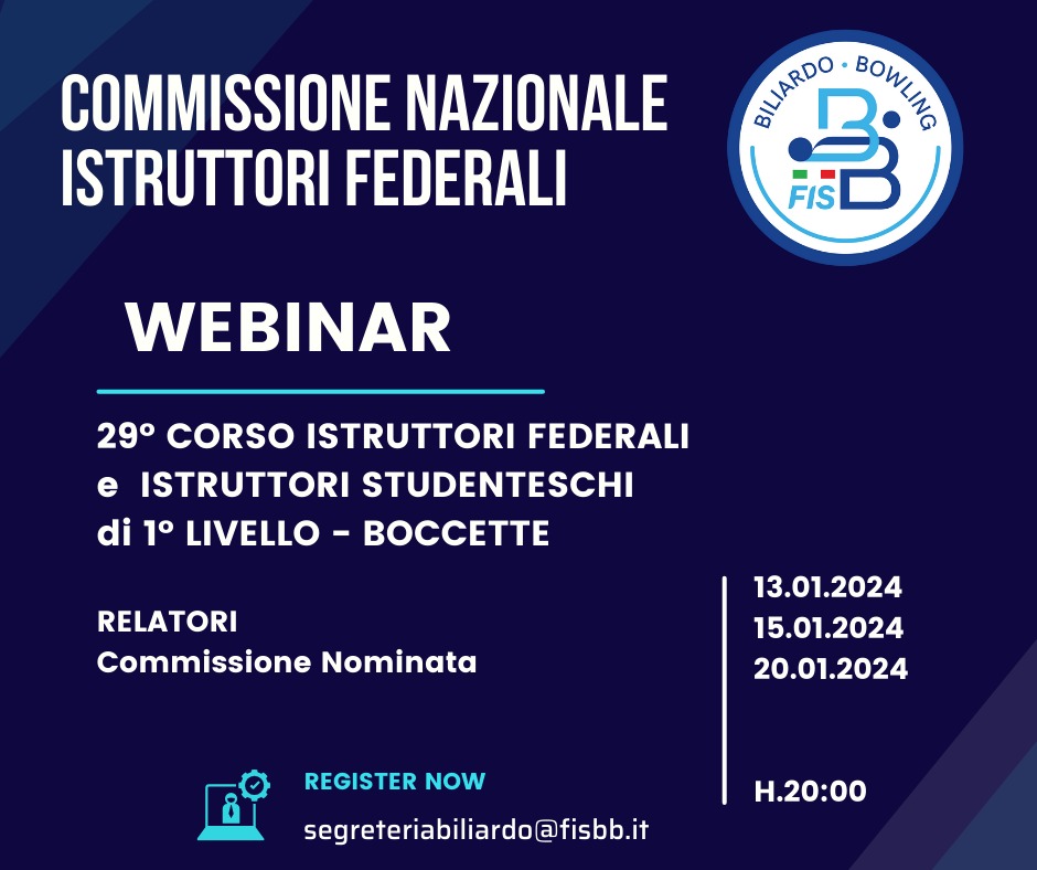 29° CORSO PER ISTRUTTORI FEDERALI E STUDENTESCHI PER LA DISCIPLINA BOCCETTE