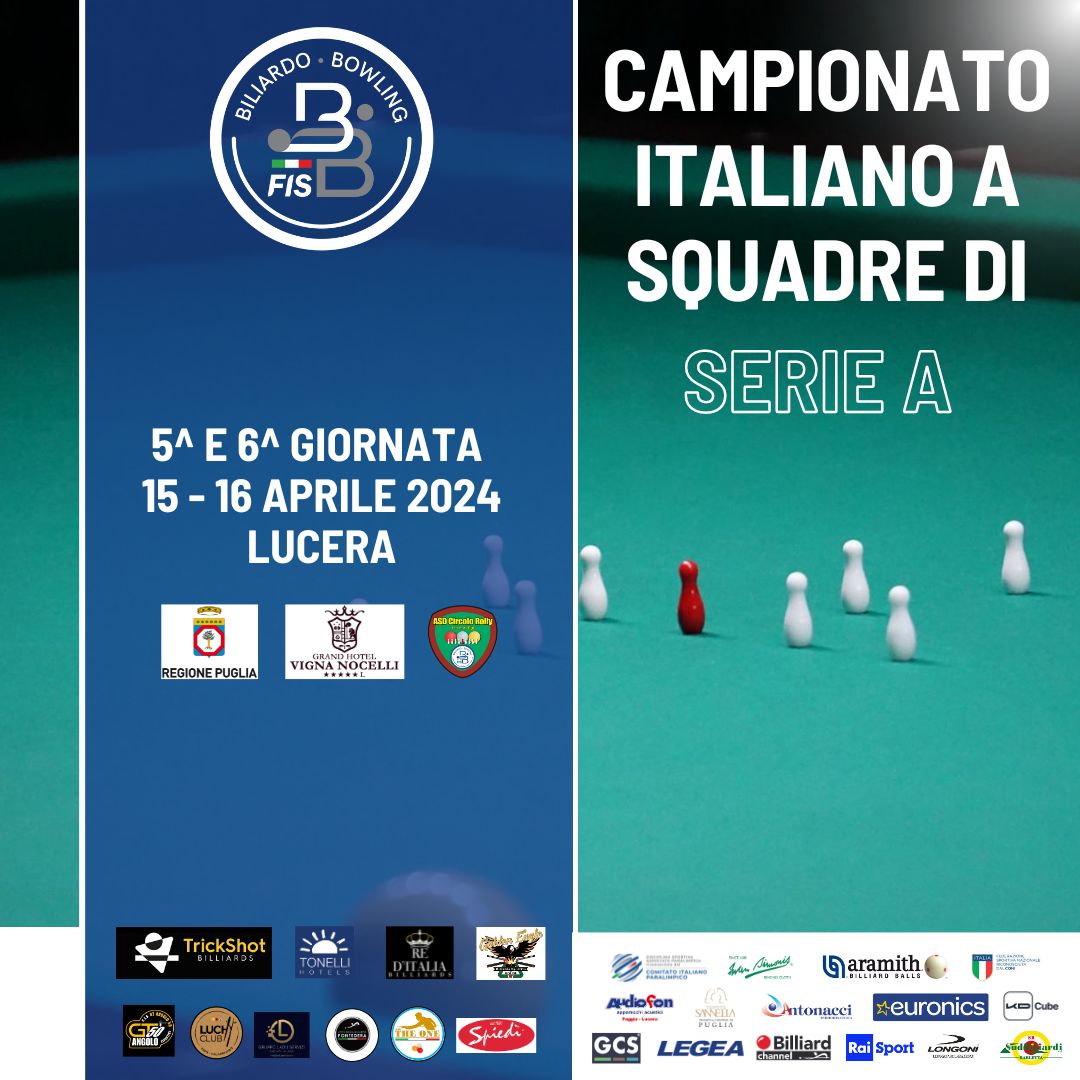 CAMPIONATO ITALIANO A SQUADRE DI SERIE A 2024 – GLI INCONTRI DELLA 5^ E 6^ GIORNATA