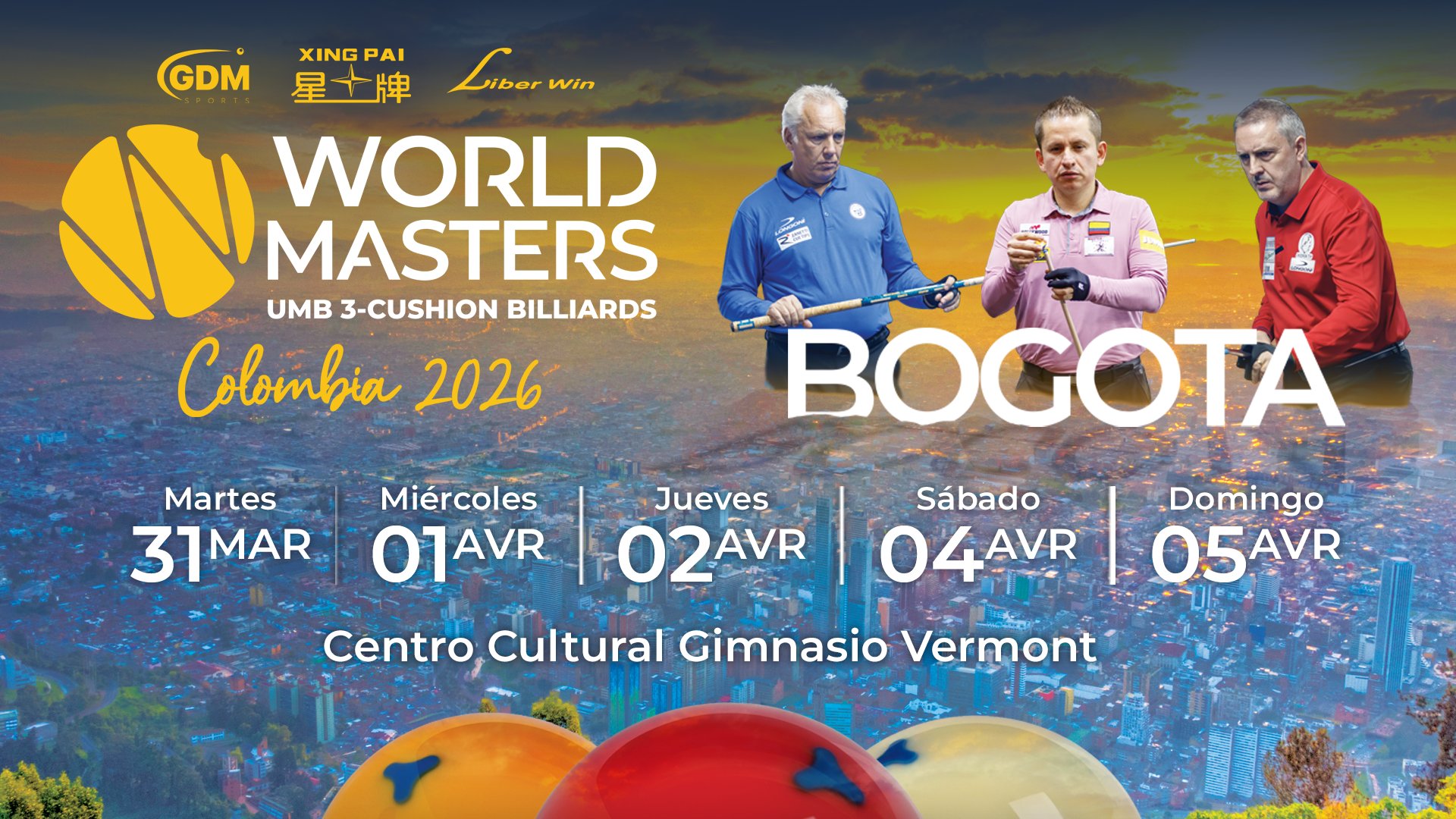 CARAMBOLA TRE SPONDE: A BOGOTÁ IL WORLD BILLIARD MASTERS 2026 CON I MIGLIORI AL MONDO. ZANETTI GUIDA L’ITALIA