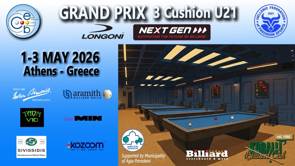 ATENE ACCENDE IL FUTURO DEL BILIARDO: FIORE, RUSSINO, TURLÀ AL LONGONI NEXTGEN GRAND PRIX U21