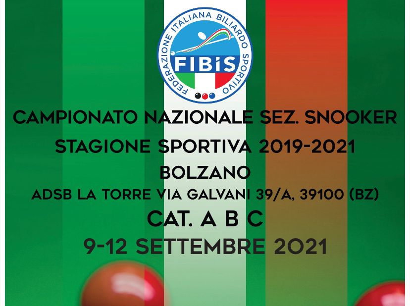 SNOOKER: Campionato Nazionale 2019/2021