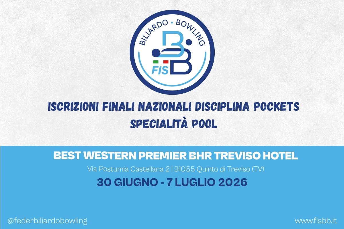 FINALI NAZIONALI POOL 2026: APERTURA ISCRIZIONI