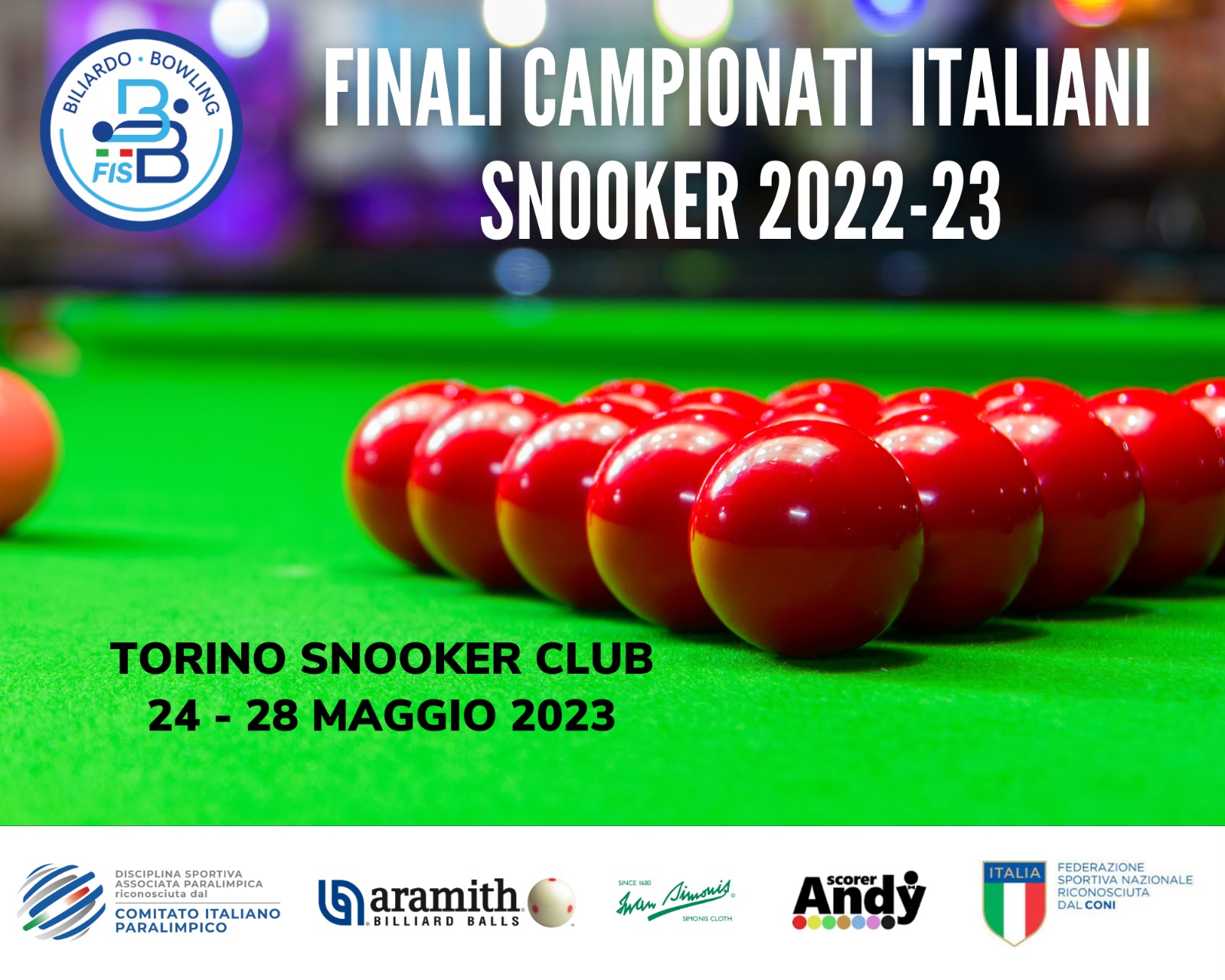 FINALI CAMPIONATI ITALIANI SNOOKER 2023: APERTURA ISCRIZIONI