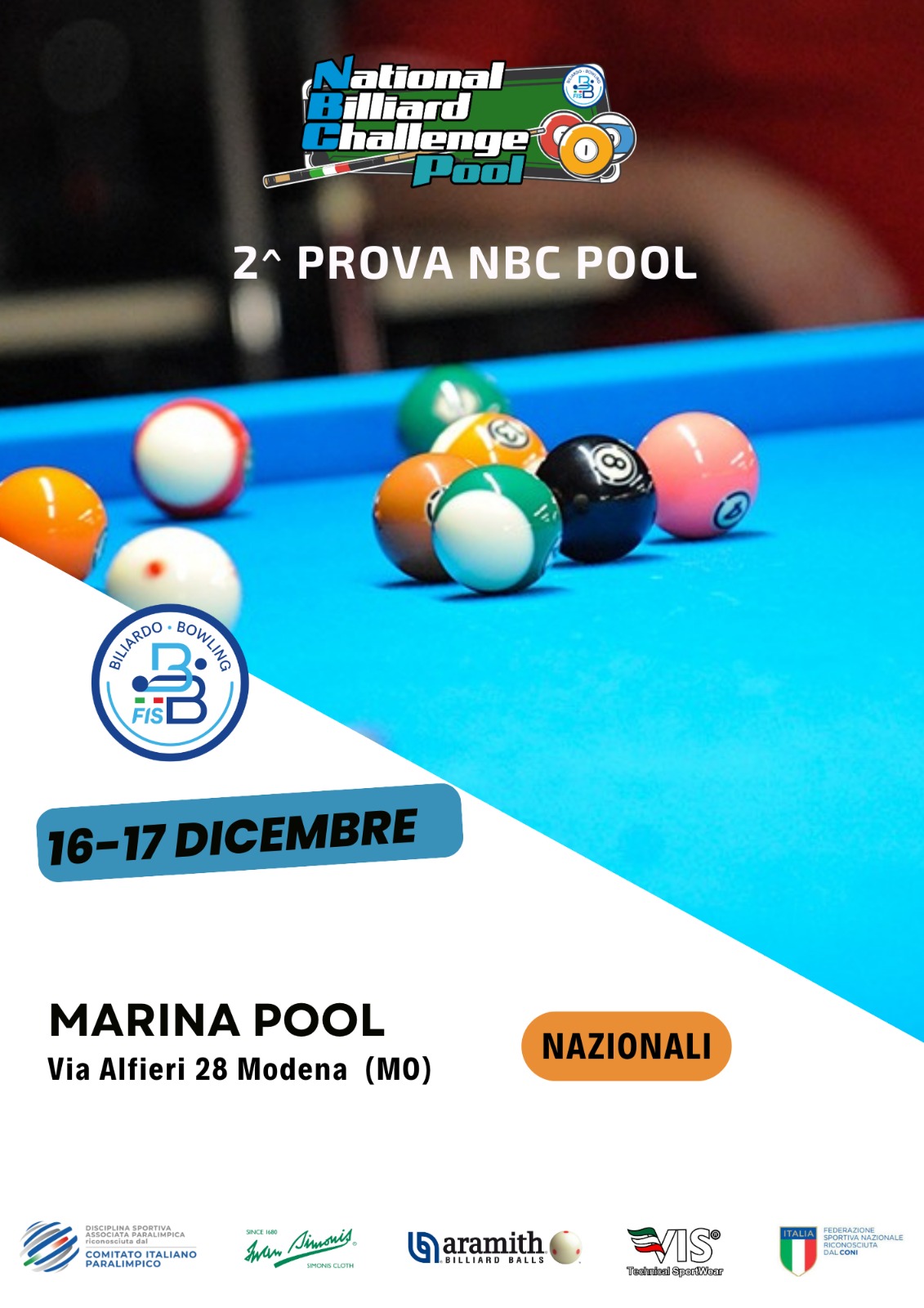 2^ PROVA NBC POOL: ORARI DI GIOCO