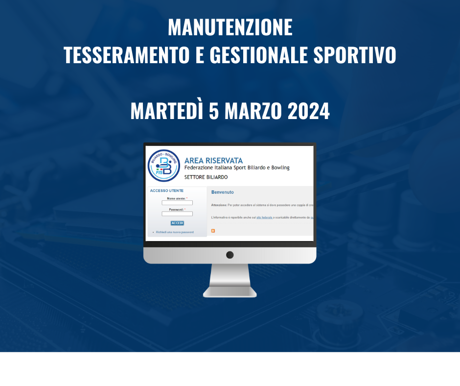 AGGIORNAMENTO E MANUTENZIONE: PIATTAFORMA TESSERAMENTO E GESTIONALE SPORTIVO