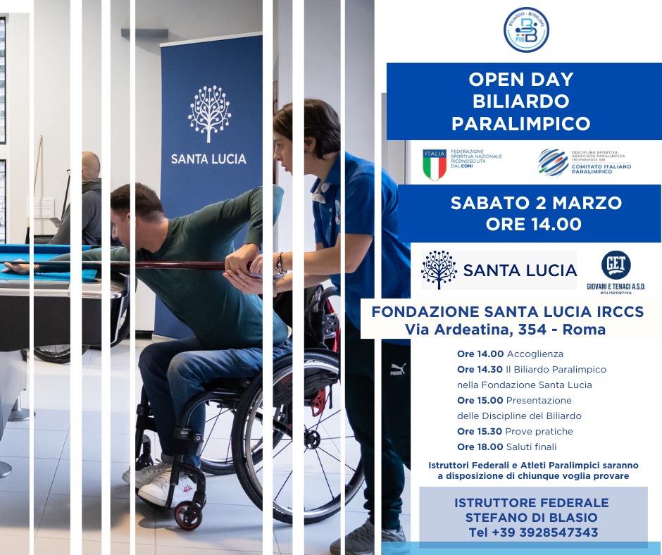 OPEN DAY DI BILIARDO PARALIMPICO PRESSO IL SANTA LUCIA IRCCS DI ROMA