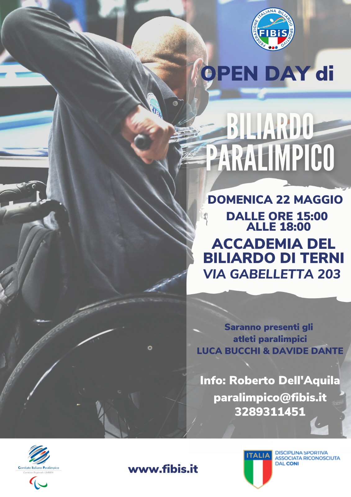 BILIARDO PARALIMPICO: LA REGIONE UMBRIA ORGANIZZA IL PRIMO OPEN DAY 