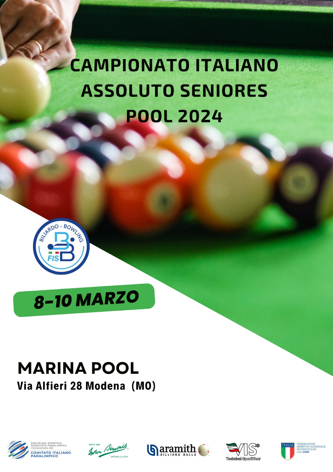 CAMPIONATO ITALIANO ASSOLUTO SENIORES 2024 - DISCIPLINA POOL: ORARI DI GIOCO