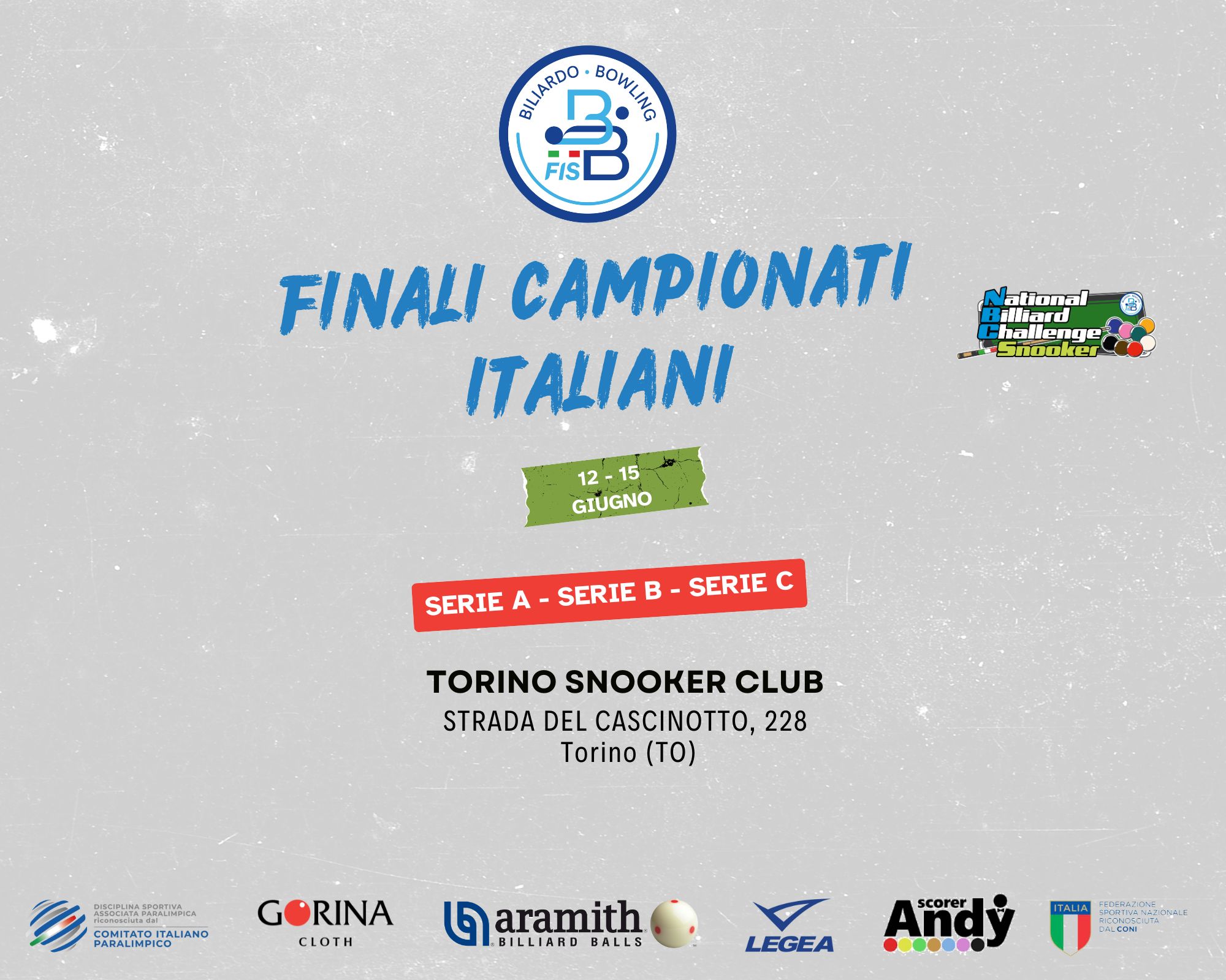 FINALI CAMPIONATI ITALIANI SNOOKER 2025: APERTURA ISCRIZIONI