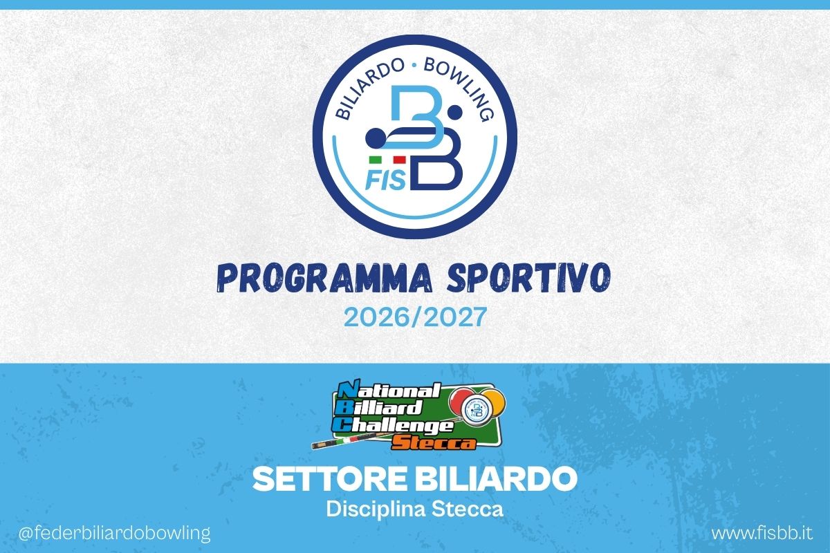 PUBBLICATO IL REGOLAMENTO TECNICO SPORTIVO 2026/2027 DISCIPLINA STECCA