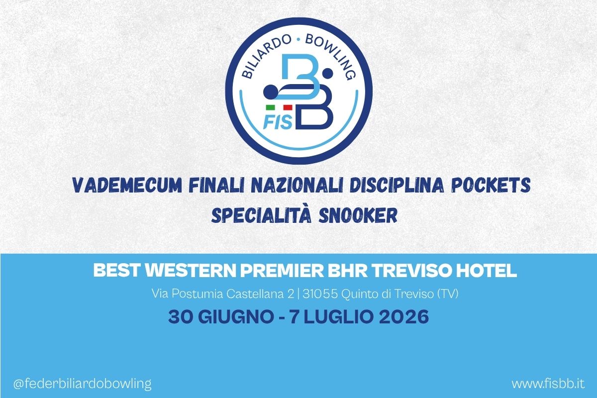 FINALI NAZIONALI 2026: AL VIA LA CORSA AI TITOLI DELLA SPECIALITÀ SNOOKER 