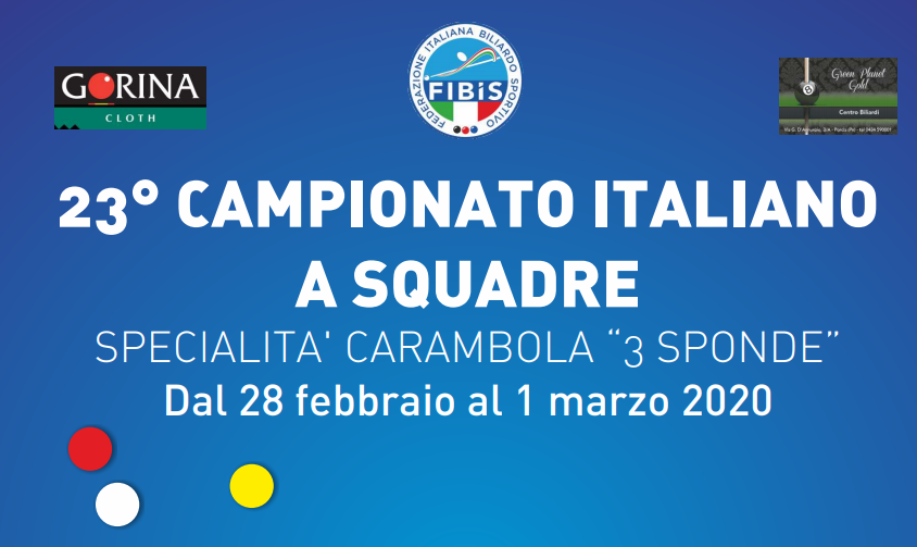 23° Campionato Italiano a squadre di carambola 3 sponde - Porcia