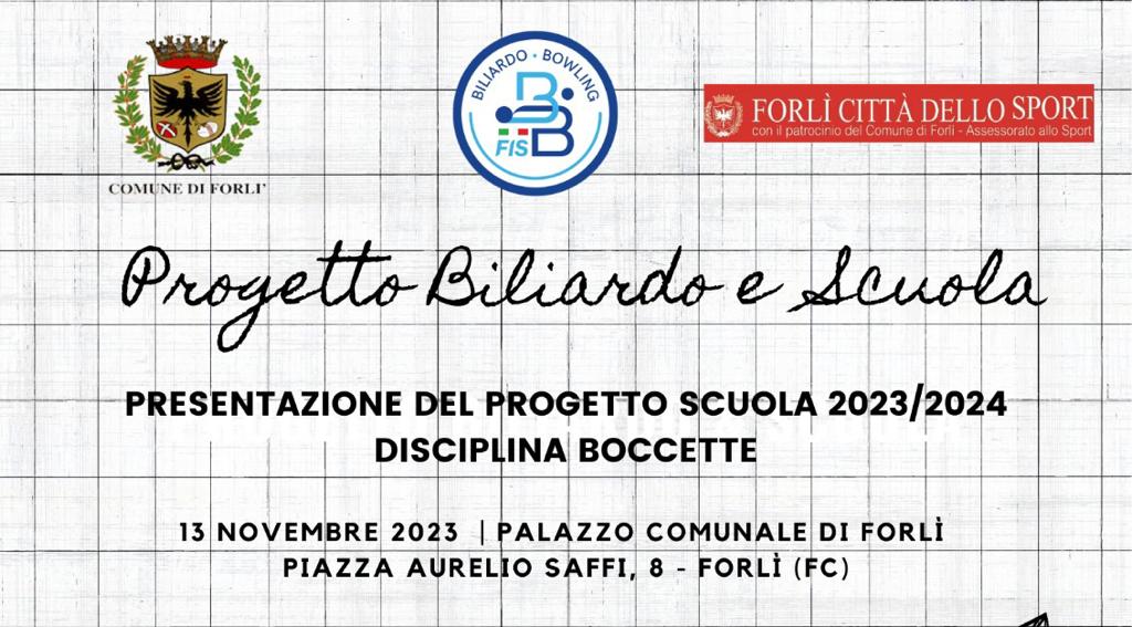 CONFERENZA STAMPA DI PRESENTAZIONE DEL PROGETTO BILIARDO & SCUOLA A FORLÍ 2023/2024