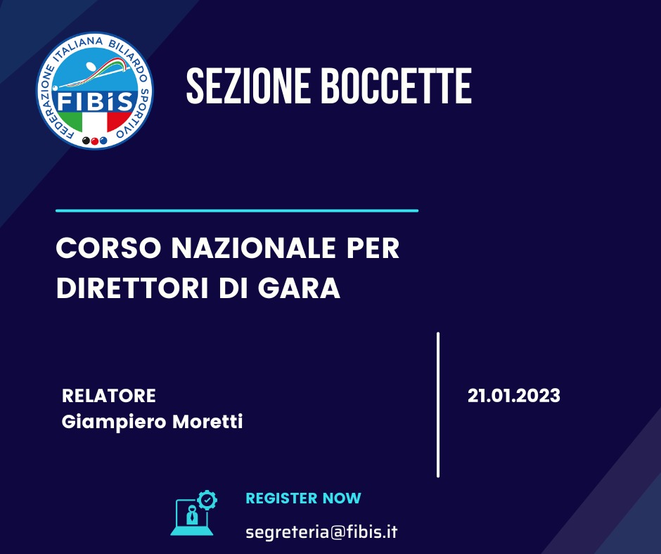 CORSO NAZIONALE PER DIRETTORI DI GARA – SEZIONE BOCCETTE