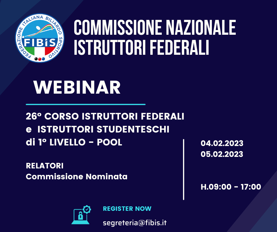 26° CORSO PER ISTRUTTORI FEDERALI E STUDENTESCHI, SEZIONE POOL