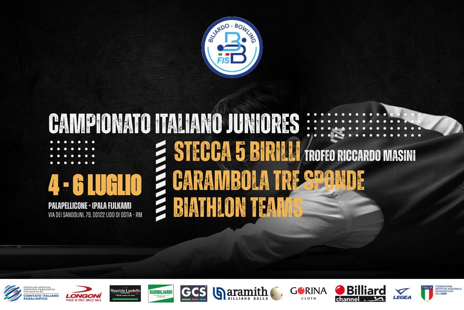 AL VIA LE FINALI DEI CAMPIONATI ITALIANI JUNIORES DI STECCA 5 BIRILLI, CARAMBOLA TRE SPONDE E BIATHLON TEAMS