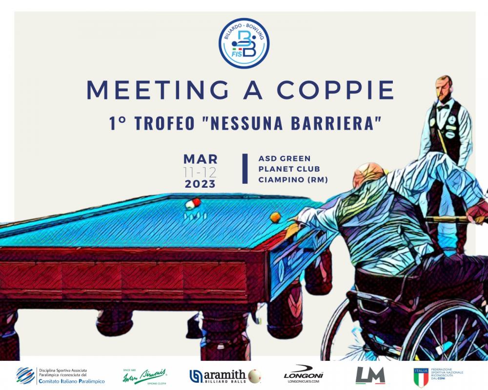 BILIARDO PARALIMPICO: TUTTO PRONTO PER IL MEETING A COPPIE 1° TROFEO “NESSUNA BARRIERA”