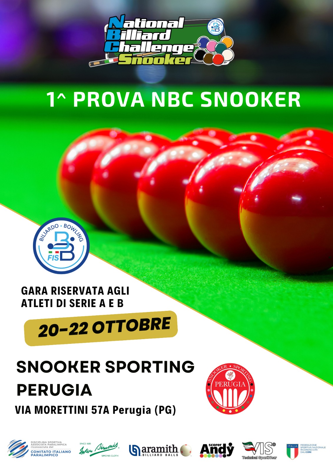 1^ TAPPA NBC SNOOKER : ORARI DI GIOCO