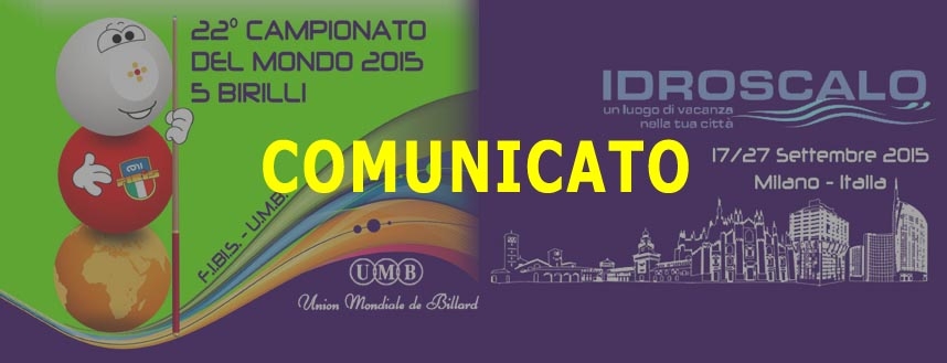 Comunicato Campionato Mondiale 5 Birilli