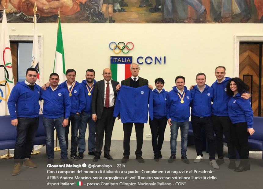 Malagò riceve i Campioni del Mondo