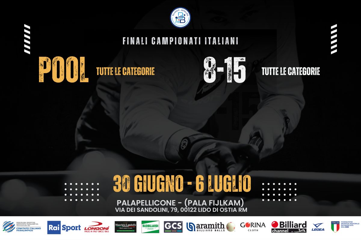 FINALI CAMPIONATI ITALIANI POOL 8.15 2025: APERTURA ISCRIZIONI