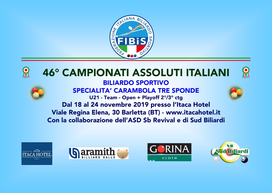 CAMPIONATI ASSOLUTI ITALIANI CARAMBOLA 3 SPONDE 2019 