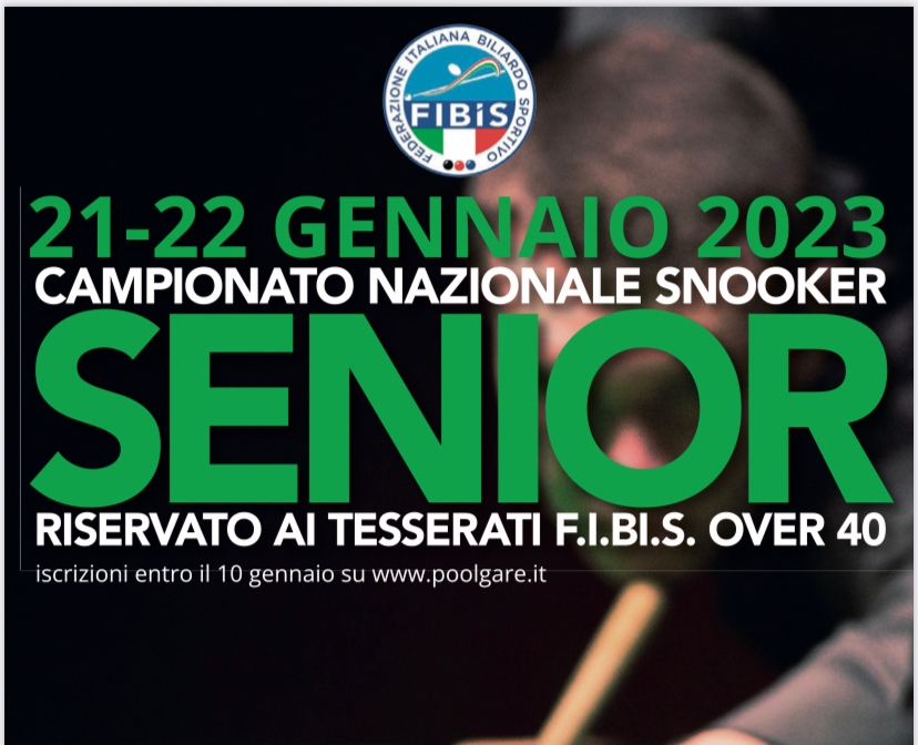 SNOOKER - CAMPIONATO SENIOR 2023: APERTURA ISCRIZIONI