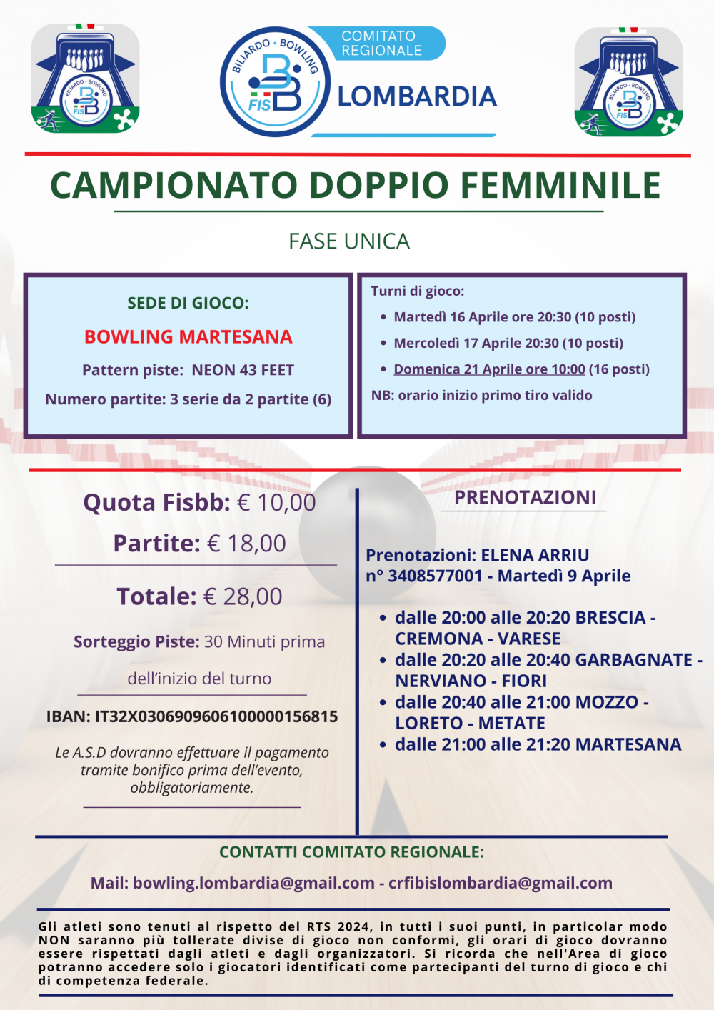 BOWLING - DOPPIO FEMMINILE 