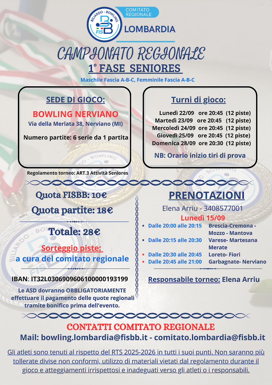 Locandina 1° FASE SENIORES