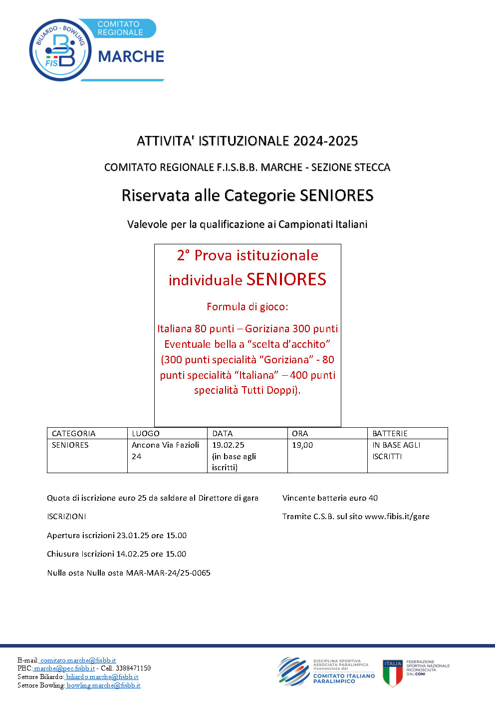 2 PROVE ISTITUZIONALI SENIORES