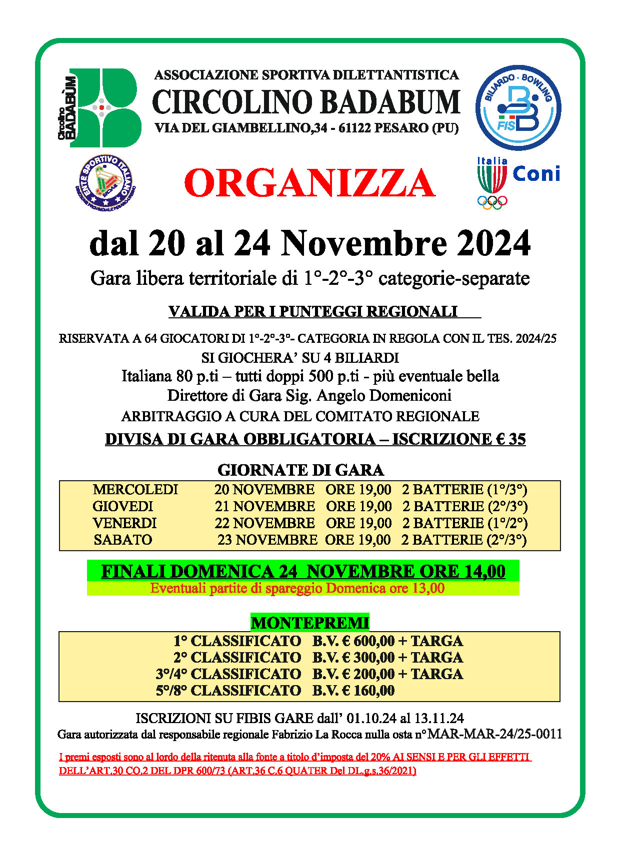 Badabum locandina gara novembre 24