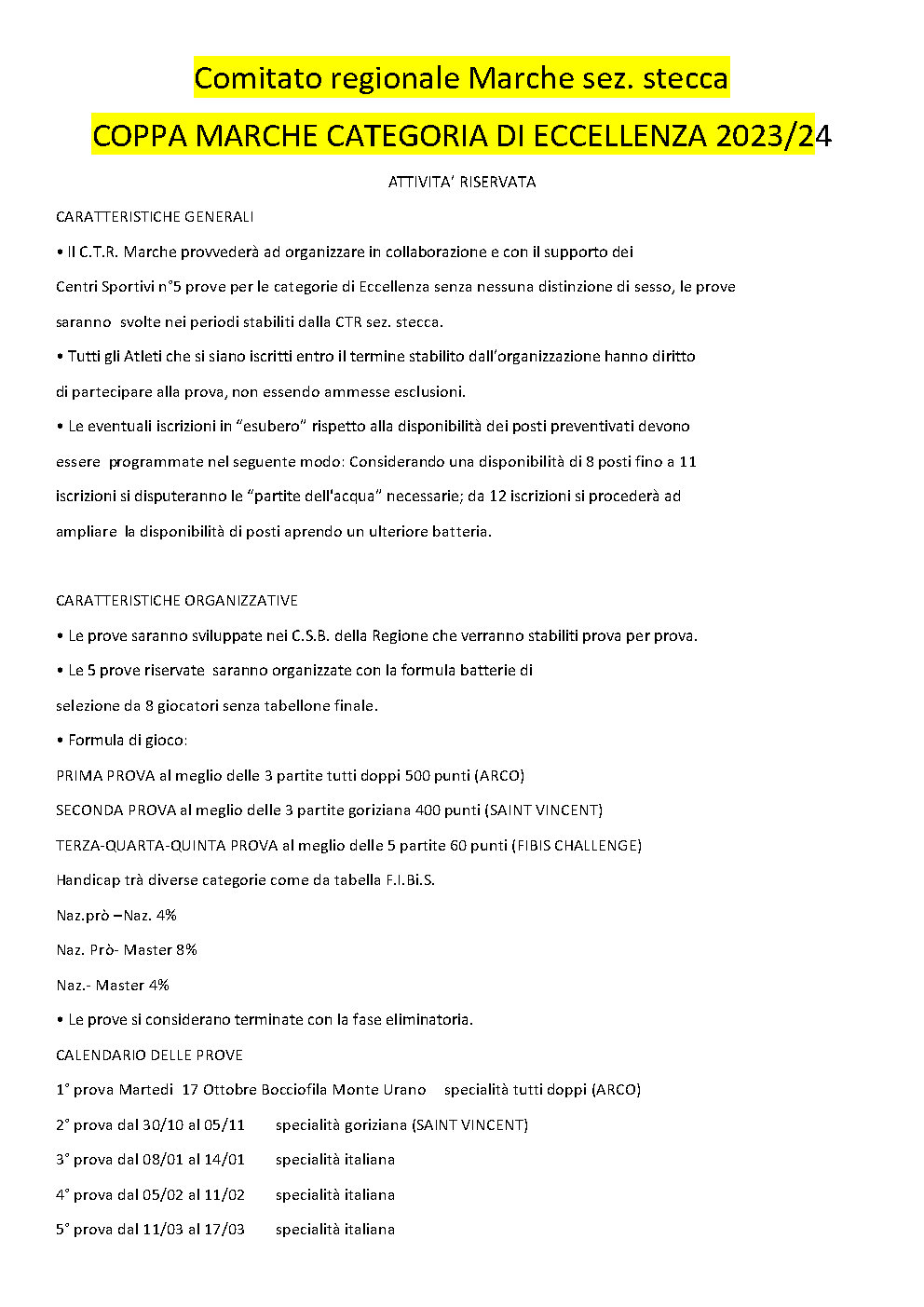 COPPA MARCHE CATEGORIA DI ECCELLENZA Page1