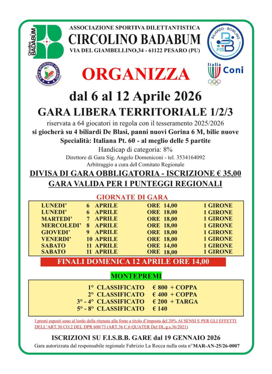 Locandina gara Pesaro