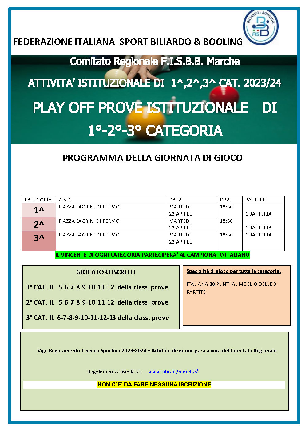 PLAY OFF PROVE ISTITUZIONALI