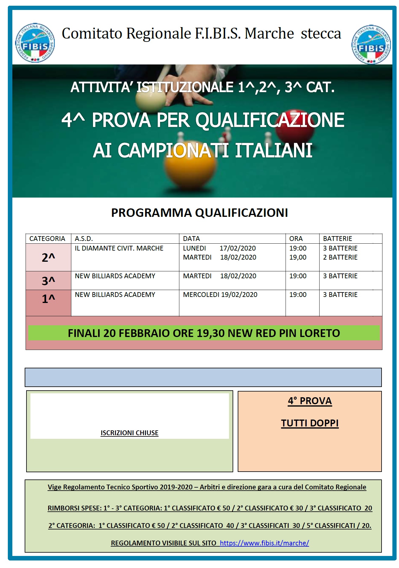 locandina quarta prova di categoria 2019 20