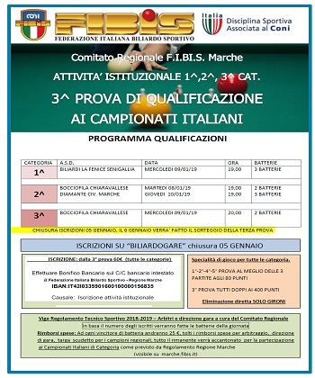 TERZA PROVA DI QUALIFICAZIONE AI CAMPIONATI ITALIANI 2018/2019