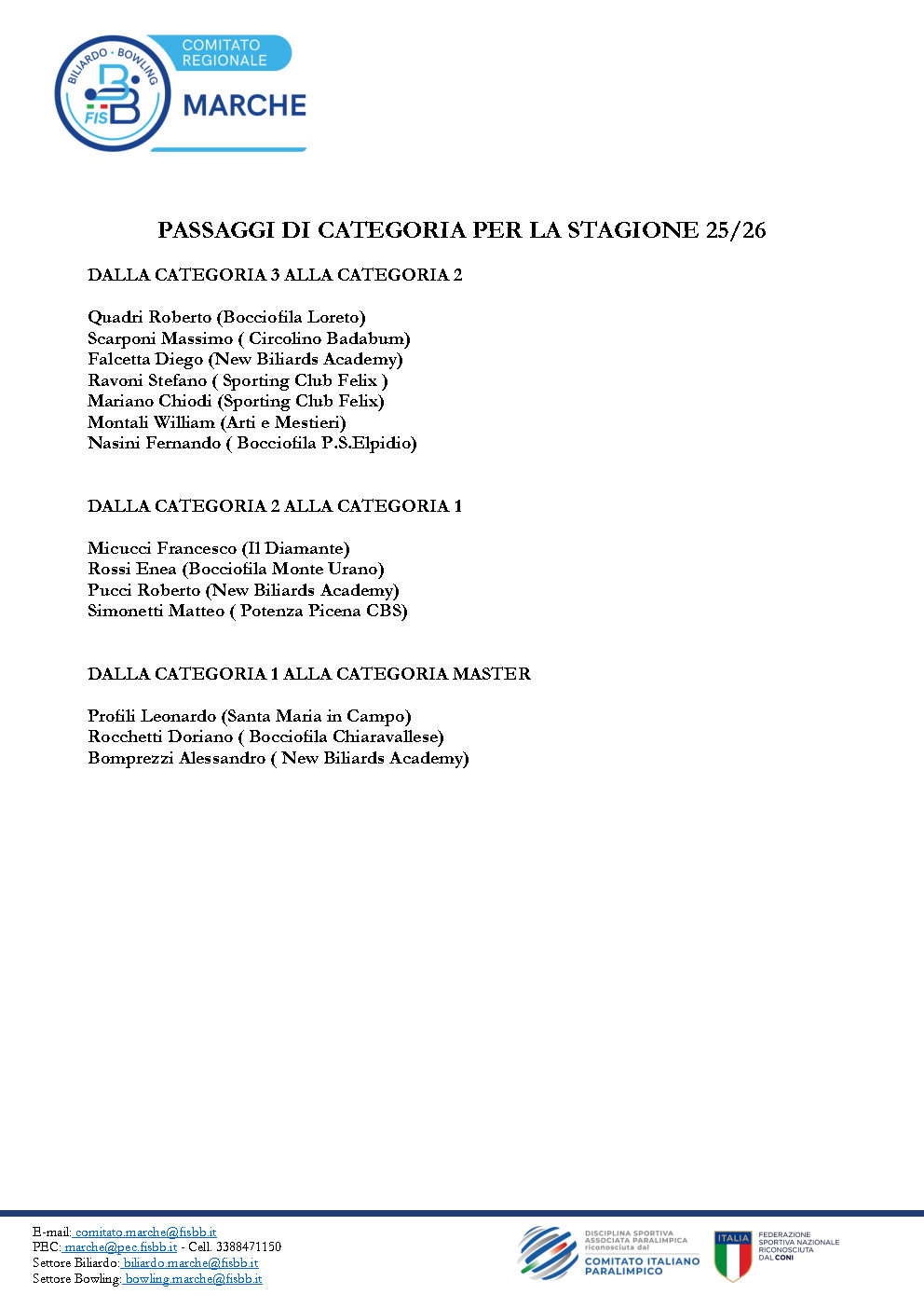 passaggi di categoria 2024 25