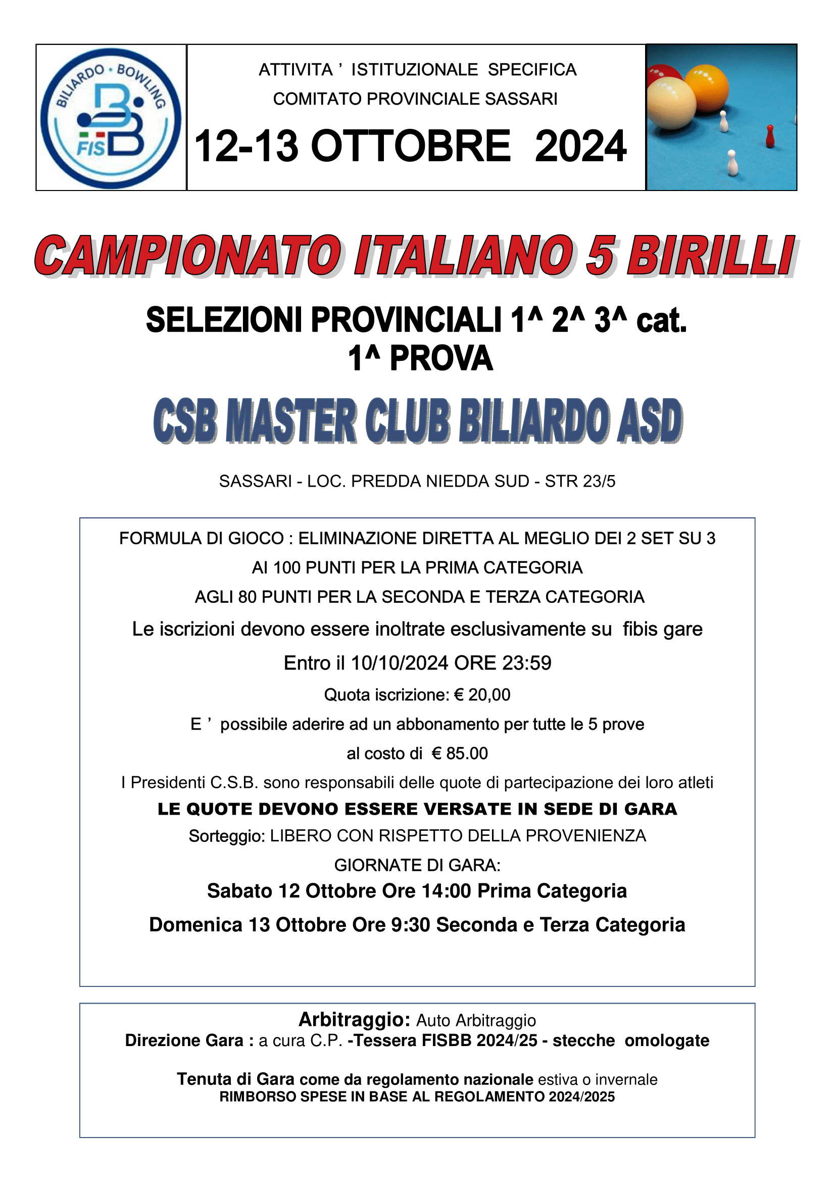 LOCANDINA 5 birilli 2024 25 Sassari 1