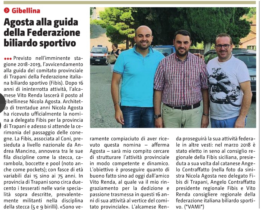 Articolo GDS - Pagina di Trapani del 19 Agosto 2018