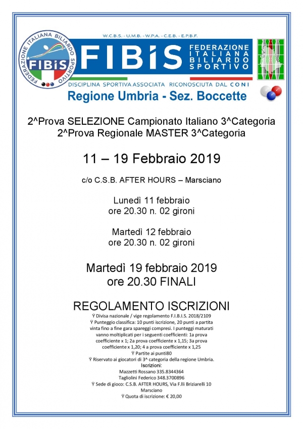 2a Prova di selezione campionato italiano 3a Categoria